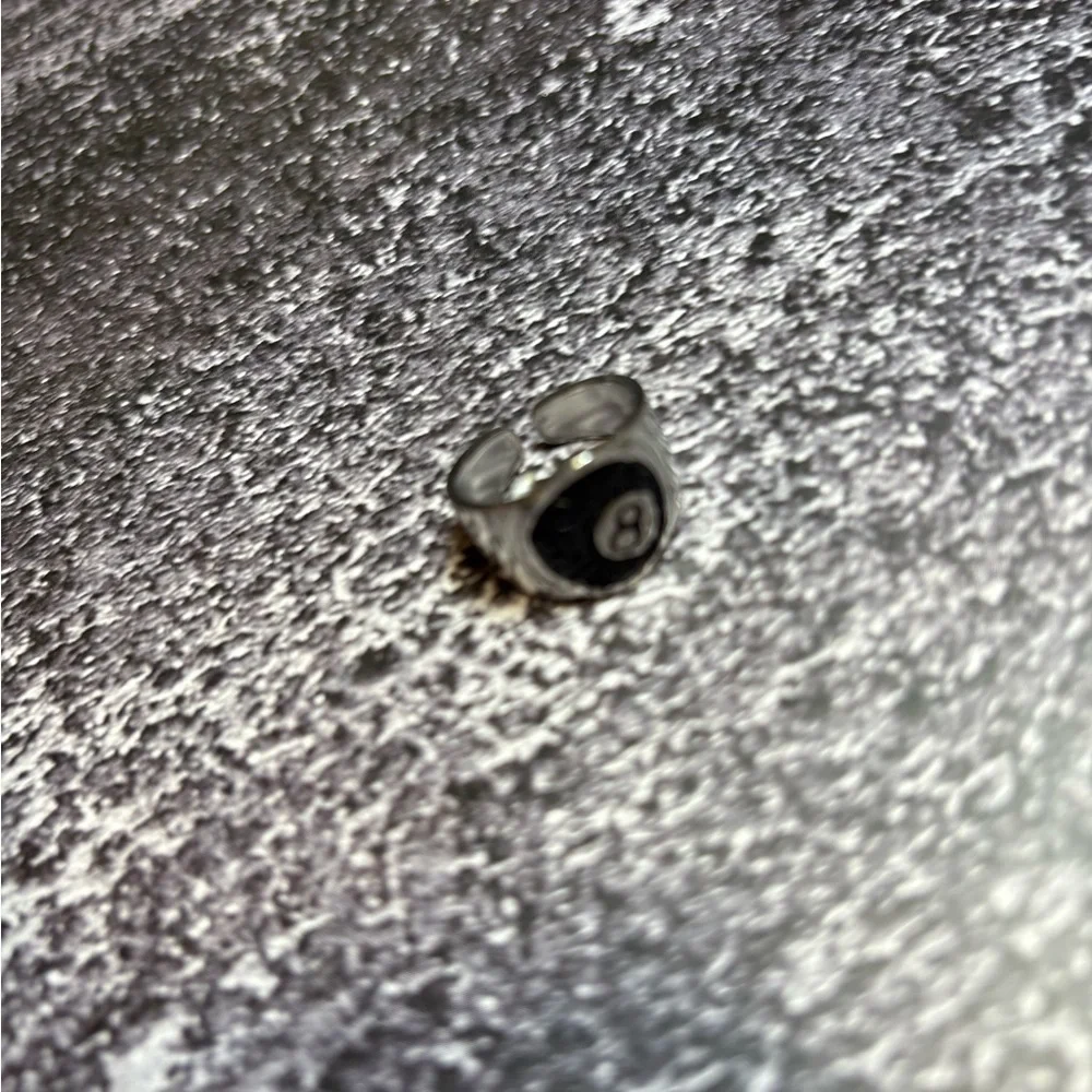 Silver and Black 8 Ball Ring - Picture 5 of 5
